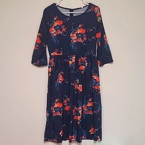 Navy floral dress, M